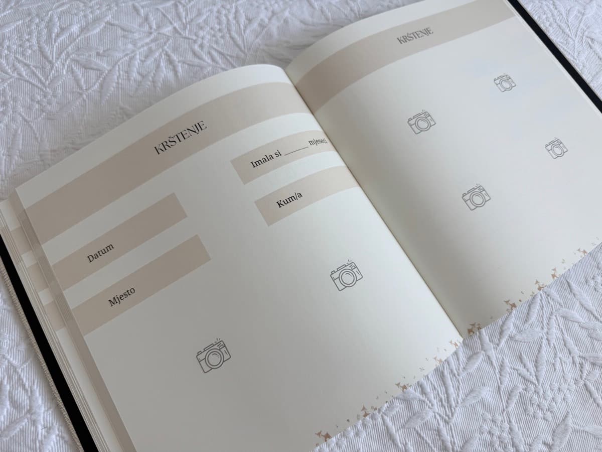 An interior spread with printed prompt fields and space for notes.